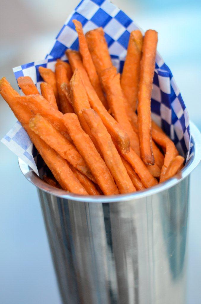 sweet potato fries thin cut with skin on